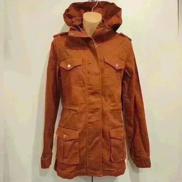TINSEL Chapleen Canvas Cargo Jacket with Detachable Hood in Burnt Orange $98 - Picture 4 of 16